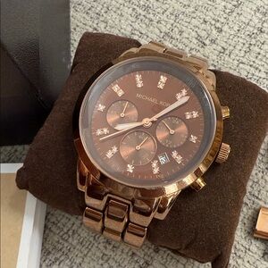 Michael Kors Rose Gold and Brown Chronograph Bracelet Watch